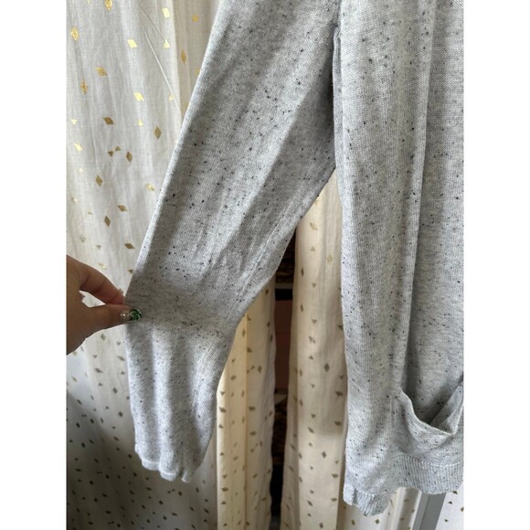 Croft & Barrow Long Sleeve Gray Confetti Speckled Front Pockets Open Cardigan M - Picture 3 of 8